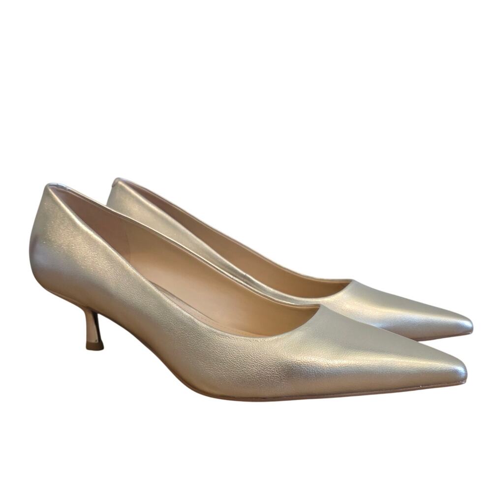 Marc Fisher LTD Calynna Pumps Womens 9.5 Champagne Gold Pointed Toe Kitten Heel